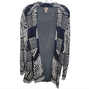 Easywear by Chico's women's open front mix print cardigan sweater size 3 (XL)